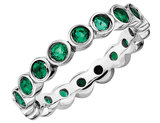 Created Emerald Ring 1.20 Carat (ctw) in Sterling Silver